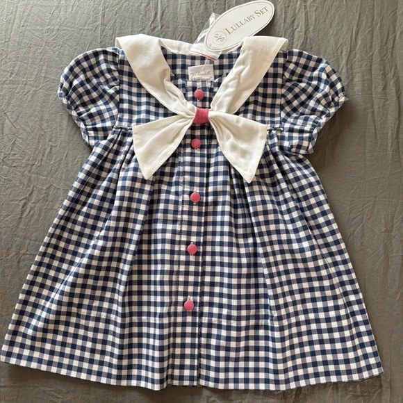 Lullaby Set Blue Gingham Red Button Patriotic Toddler Dress. 18 months. - Picture 1 of 11